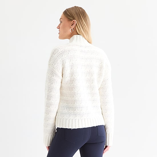 St. John's Bay Womens Mock Neck Long Sleeve Pullover Sweater