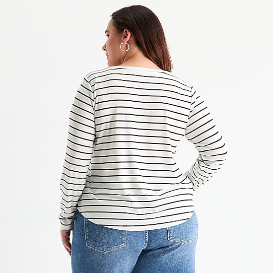 A.N.A Womens Plus Long Sleeve Regular Fit Henley Shirt