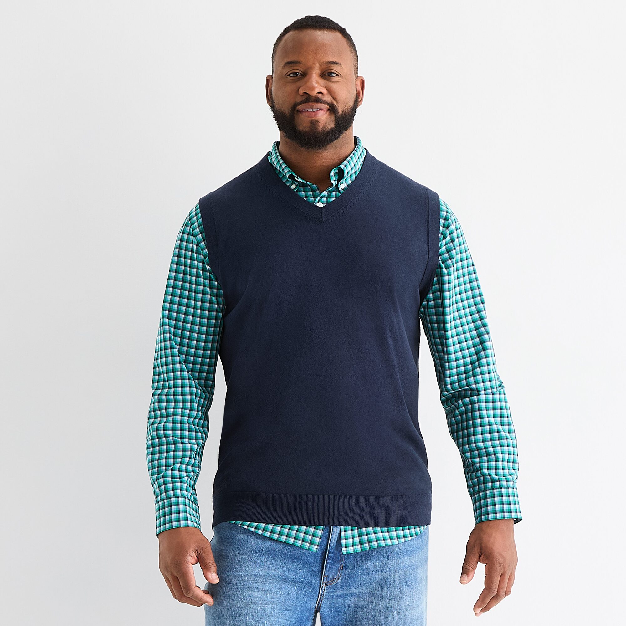 St. John's Bay Fine Gauge Mens V Neck Big and Tall Sweater Vest
