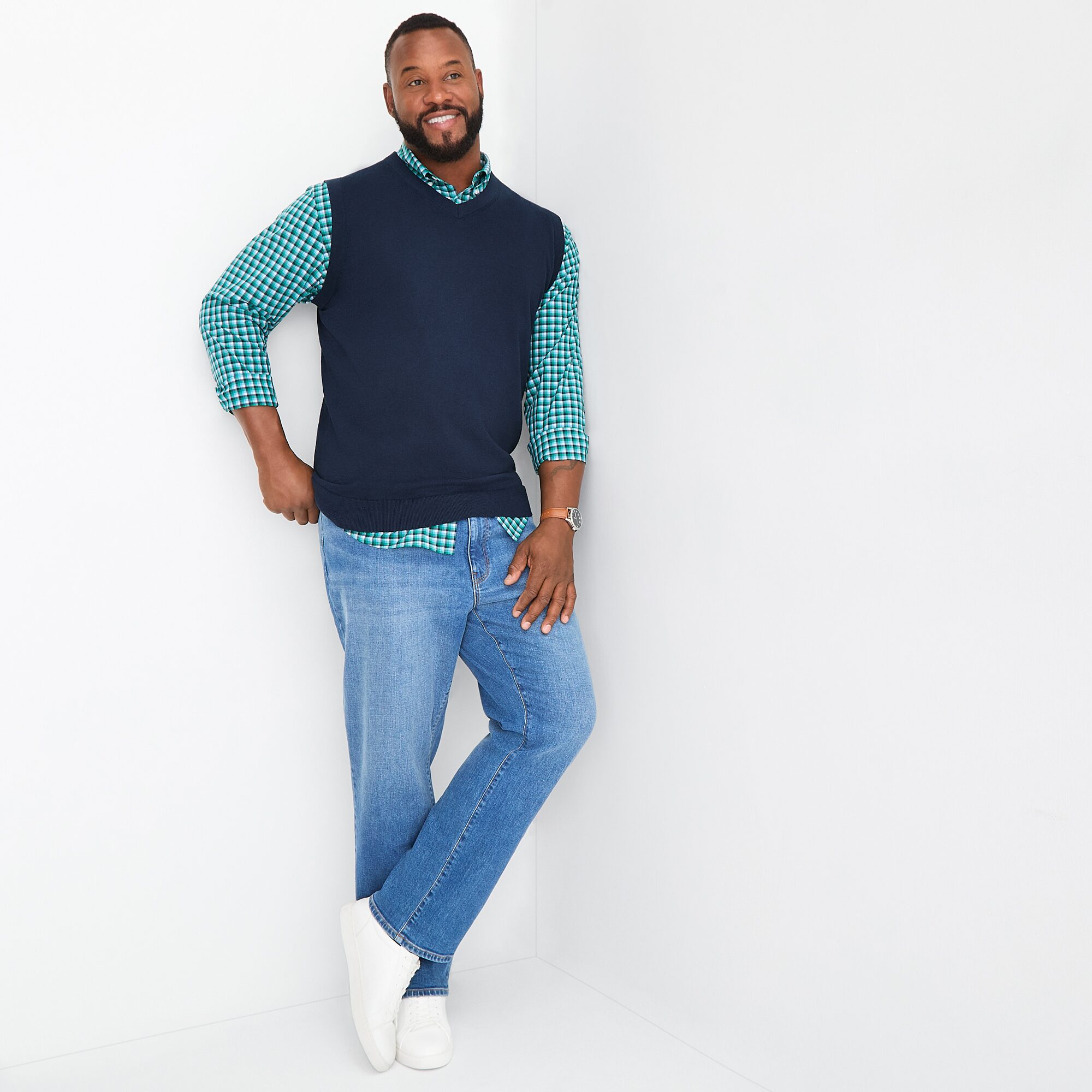 St. John's Bay Fine Gauge Mens V Neck Big and Tall Sweater Vest