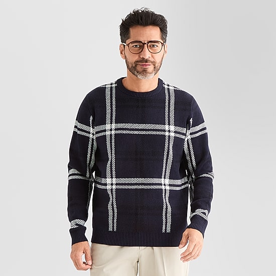 Stafford Mens Crew Neck Long Sleeve Pullover Sweater
