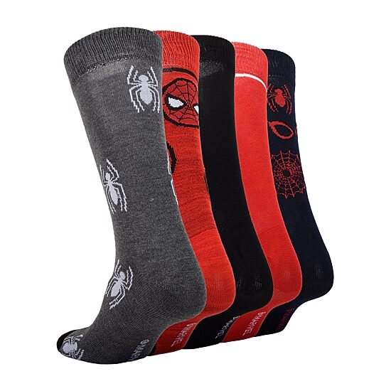 Mens 5 Pair Marvel Spiderman Crew Socks