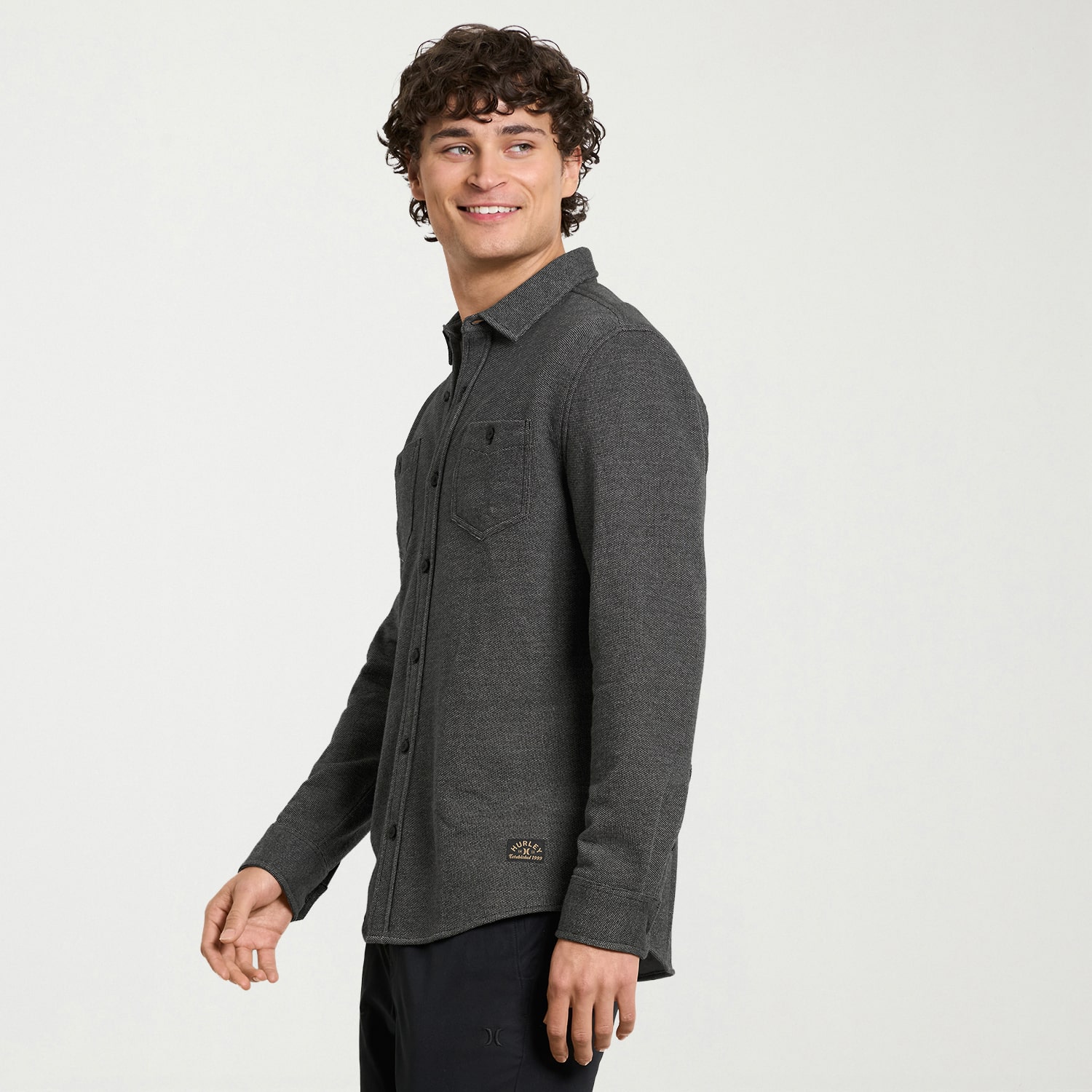 Hurley Mens Long Sleeve Regular Fit Button-Down Shirt