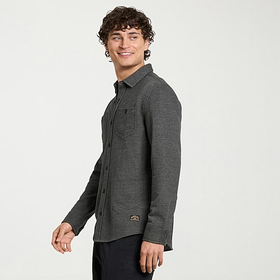 Hurley Mens Long Sleeve Regular Fit Button-Down Shirt