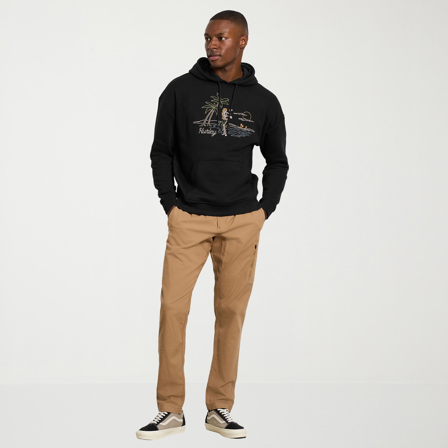 Hurley Mens Long Sleeve Embroidered Hoodie