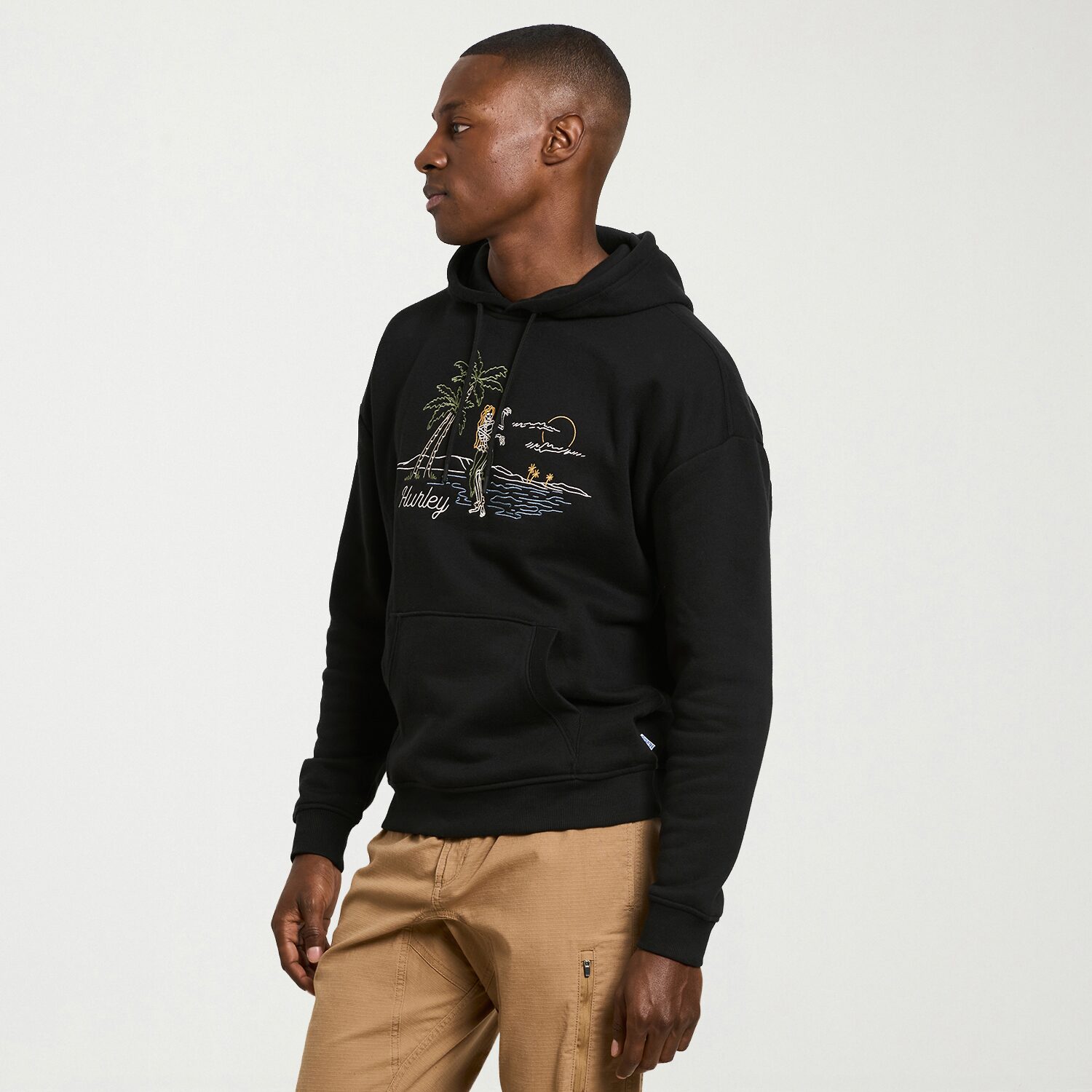 Hurley Mens Long Sleeve Embroidered Hoodie