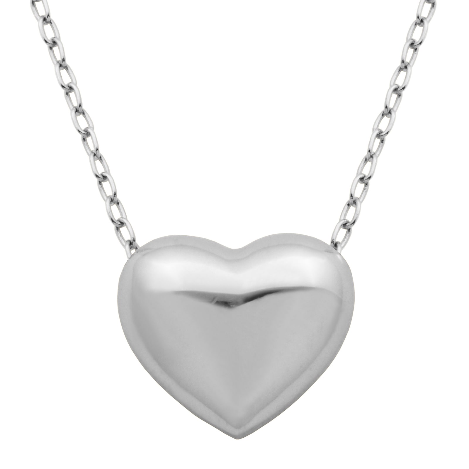 Sterling Silver Puffed Heart Pendant Necklace
