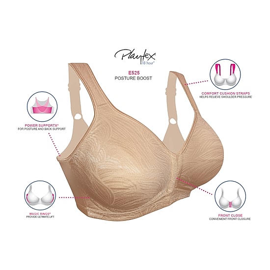 Playtex 18 Hour Posture Boost Front Close Full Coverage Wireless Full Coverage Bra E525