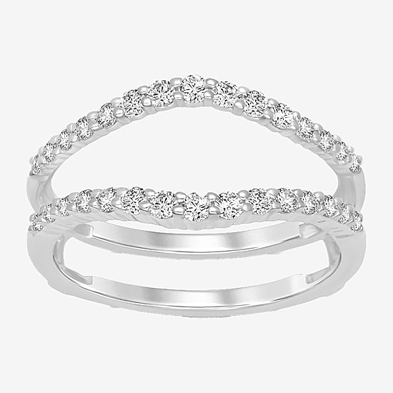 Womens 1/2 CT. T.W. Natural White Diamond 14K Gold Ring Guard