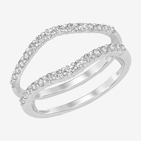 Womens 1/2 CT. T.W. Natural White Diamond 14K Gold Ring Guard