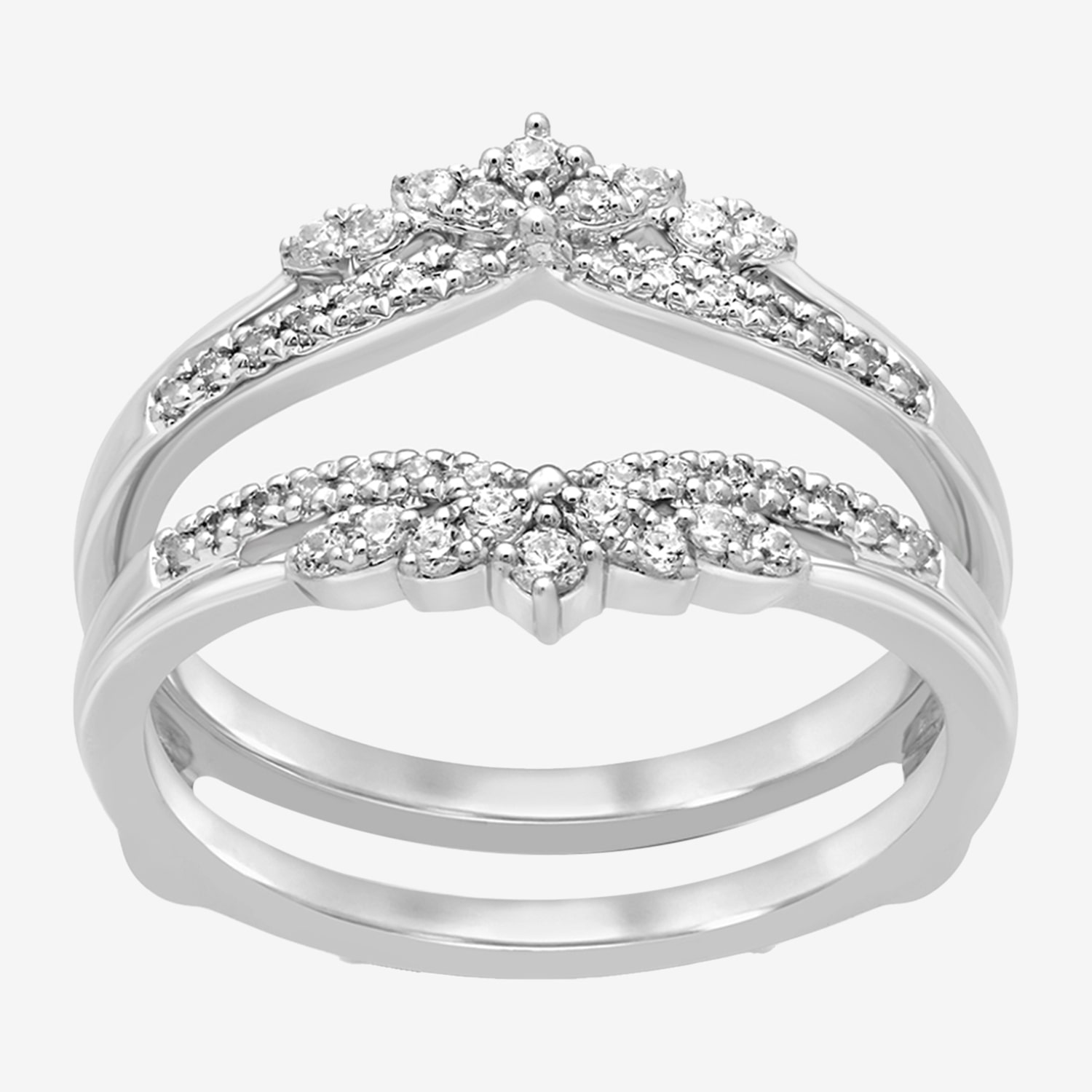 Womens 1/4 CT. T.W. Natural White Diamond 14K Gold Ring Guard