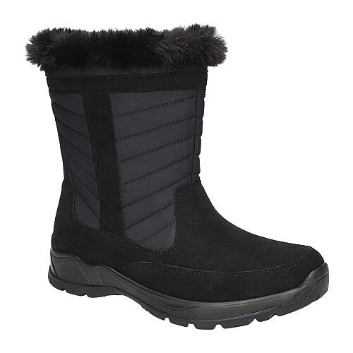 Easy Street Womens Frazer Slip Resistant Flat Heel Winter Boots, 6 1/2 Extra Wide, Black