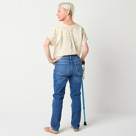 a.n.a Womens High Rise Adaptive Easy-on + Easy-off Straight Leg Jean