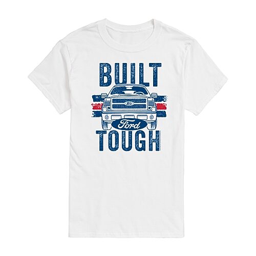 Mens Short Sleeve Ford Built Tough Graphic T-Shirt, Medium, White