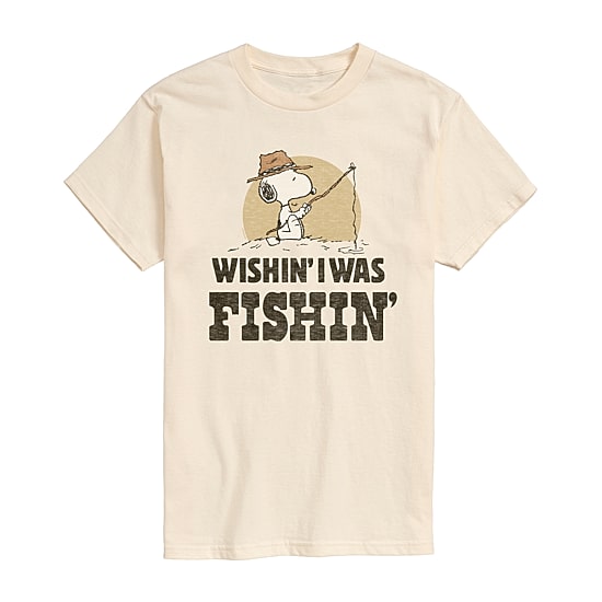 Mens Short Sleeve Wish I Was Fishin' Snoopy Graphic T-Shirt