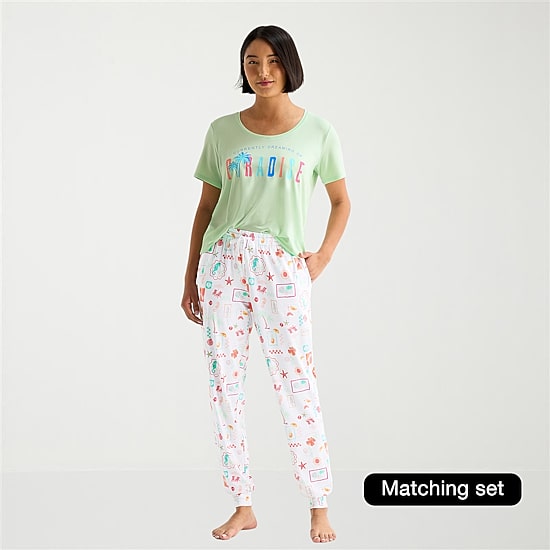 Sleep Chic Womens Crew Neck Short Sleeve Pajama Top