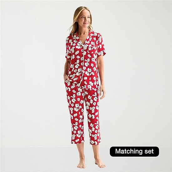 Liz Claiborne Cool and Calm Womens Short Sleeve Pajama Top