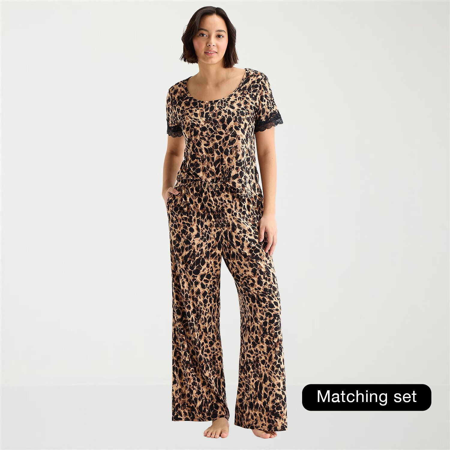 Ambrielle Womens Scoop Neck Short Sleeve Pajama Top