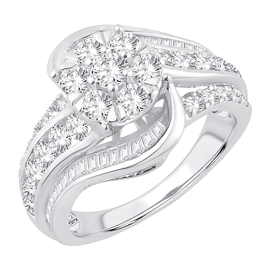 Womens 2 CT. T.W. Natural White Diamond 10K Gold Round Engagement Ring