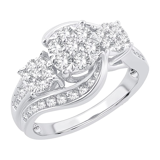 Womens 1 CT. T.W. Natural White Diamond 10K Gold Round Halo Engagement Ring
