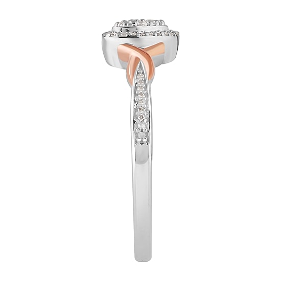 Promise My Love Womens 1/6 CT. T.W. Natural White Diamond Sterling Silver Heart Promise Ring