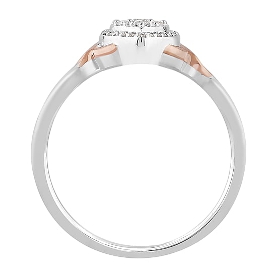 Promise My Love Womens 1/6 CT. T.W. Natural White Diamond Sterling Silver Heart Promise Ring