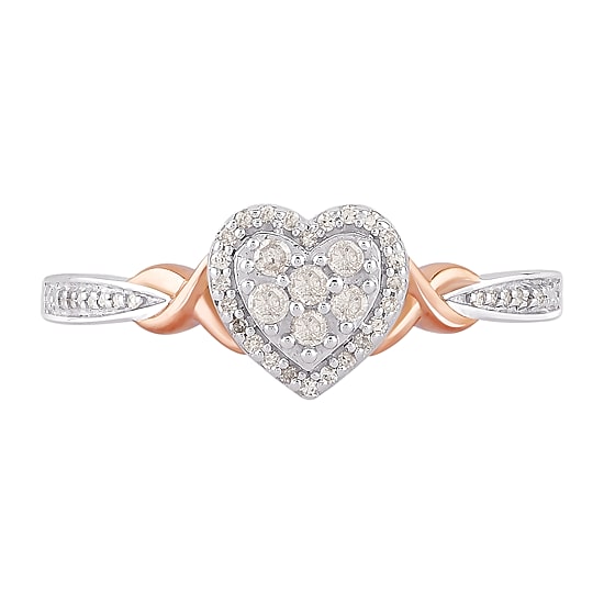 Promise My Love Womens 1/6 CT. T.W. Natural White Diamond Sterling Silver Heart Promise Ring