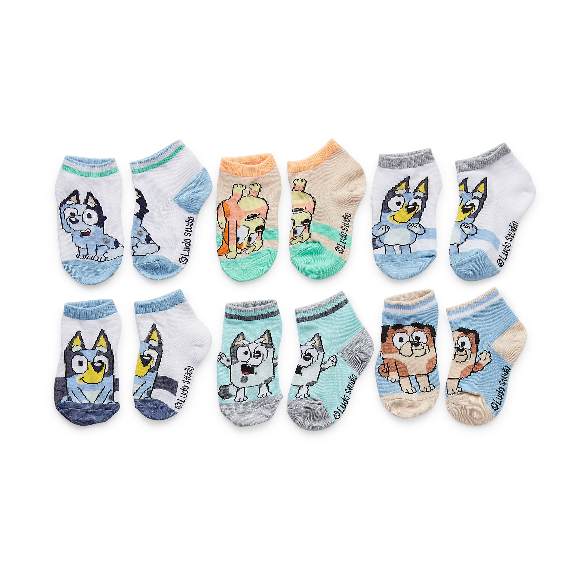 Toddler Boys Multi-Pack 6 Pair Bluey Quarter Ankle Socks