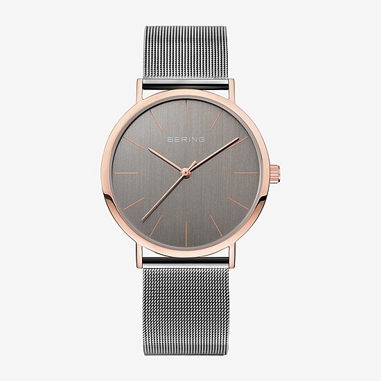 Bering Womens Gray Stainless Steel Bracelet Watch 13436-369