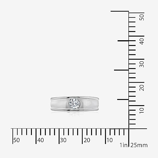 Mens 7MM 1/2 CT. T.W. Genuine Cubic Zirconia Sterling Silver Wedding Band