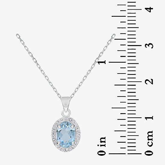 Womens Genuine Blue Topaz Sterling Silver 18 Inch Pendant Necklace