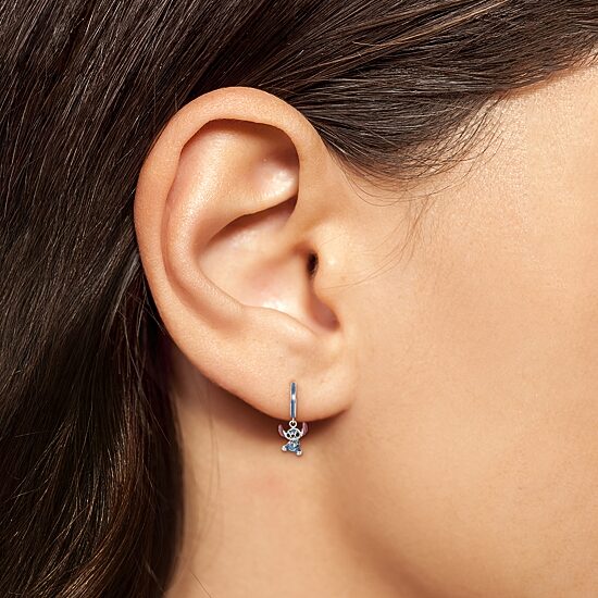 Disney Collection Girls Sterling Silver 20.2mm Lilo & Stitch Hoop Earrings
