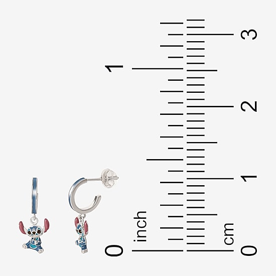 Disney Collection Girls Sterling Silver 20.2mm Lilo & Stitch Hoop Earrings