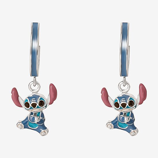 Disney Collection Girls Sterling Silver 20.2mm Lilo & Stitch Hoop Earrings
