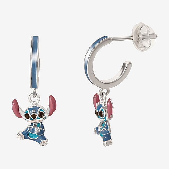 Disney Collection Girls Sterling Silver 20.2mm Lilo & Stitch Hoop Earrings