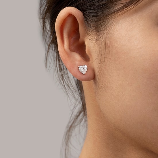 DiamonArt® Sterling Silver Heart Cubic Zirconia Stud Earrings 