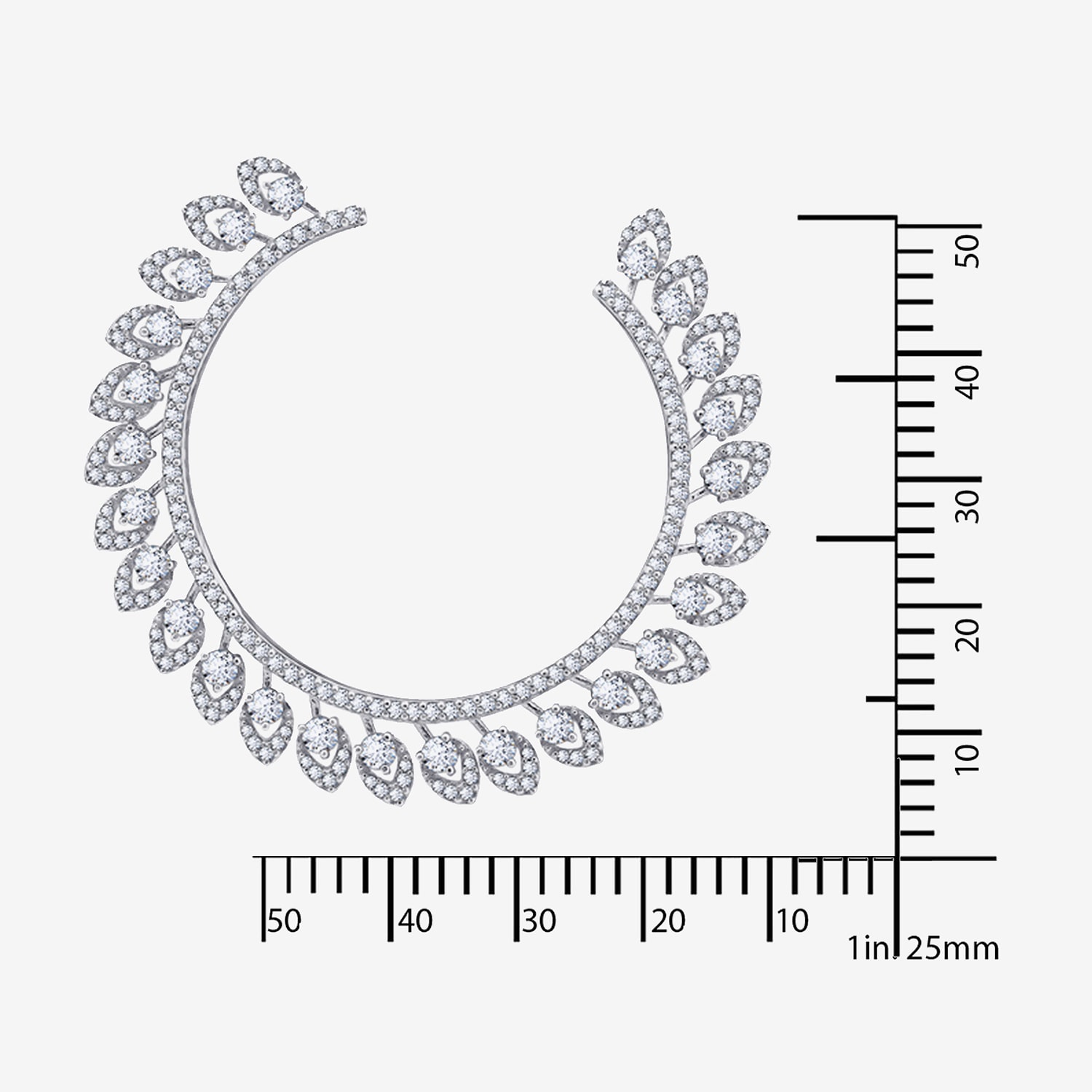 Diamonart Cubic Zirconia Sterling Silver 59.7mm Round Stud Earrings