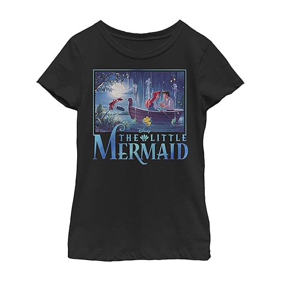 Disney Collection Little & Big Kid Girls Crew Neck Short Sleeve Regular Fit Ariel The Little Mermaid Graphic T-Shirt