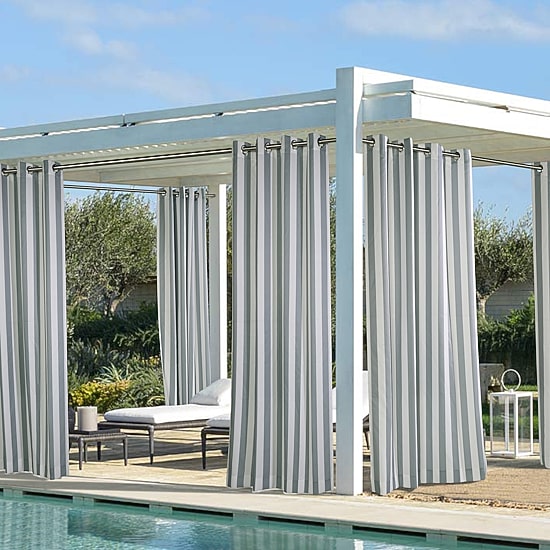 Outdoor Decor Coastal Stripe Grommet Top Light-Filtering Single Outdoor Curtain Panel