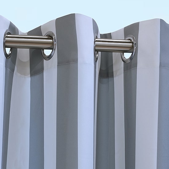 Outdoor Decor Coastal Stripe Grommet Top Light-Filtering Single Outdoor Curtain Panel