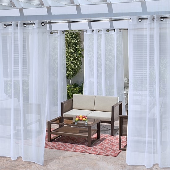 Outdoor Decor No Se'Em Grommet Top Sheer Single Outdoor Curtain Panel
