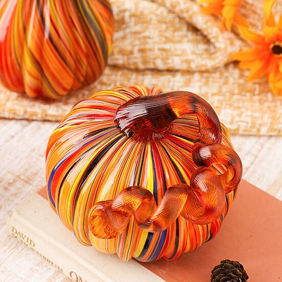 Glitzhome Glass Pumpkin And Gourd 3-pc. Thanksgiving Tabletop Decor