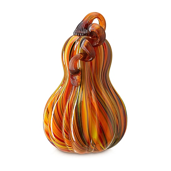Glitzhome Multi Striped Glass Gourd Tabletop Decor
