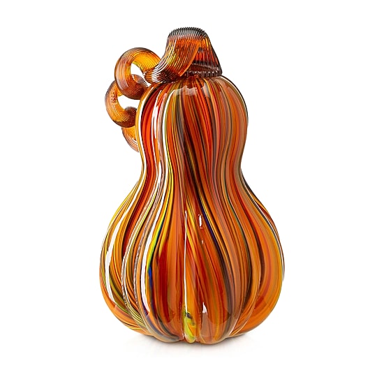 Glitzhome Multi Striped Glass Gourd Tabletop Decor