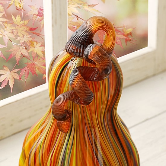 Glitzhome Multi Striped Glass Gourd Tabletop Decor