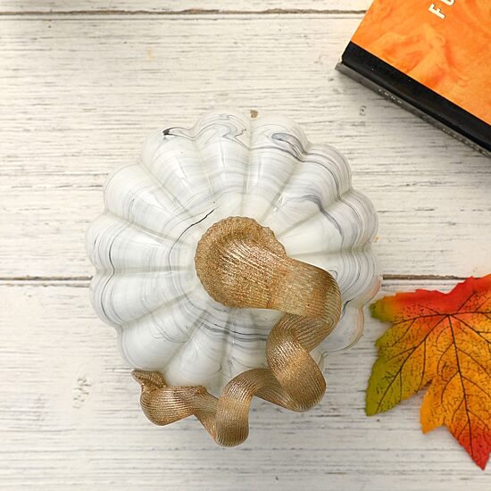 Glitzhome Gray Marble Glass Pumpkin 2-pc. Thanksgiving Tabletop Decor