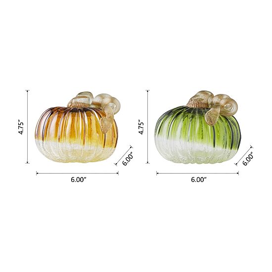 Glitzhome Crackle Glass Pumpkin 2-pc. Tabletop Decor
