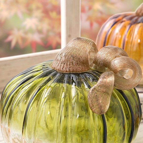 Glitzhome Crackle Glass Pumpkin 2-pc. Tabletop Decor