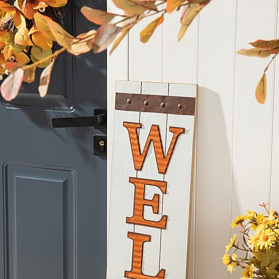 Glitzhome Fall Wooden Welcome Porch Sign