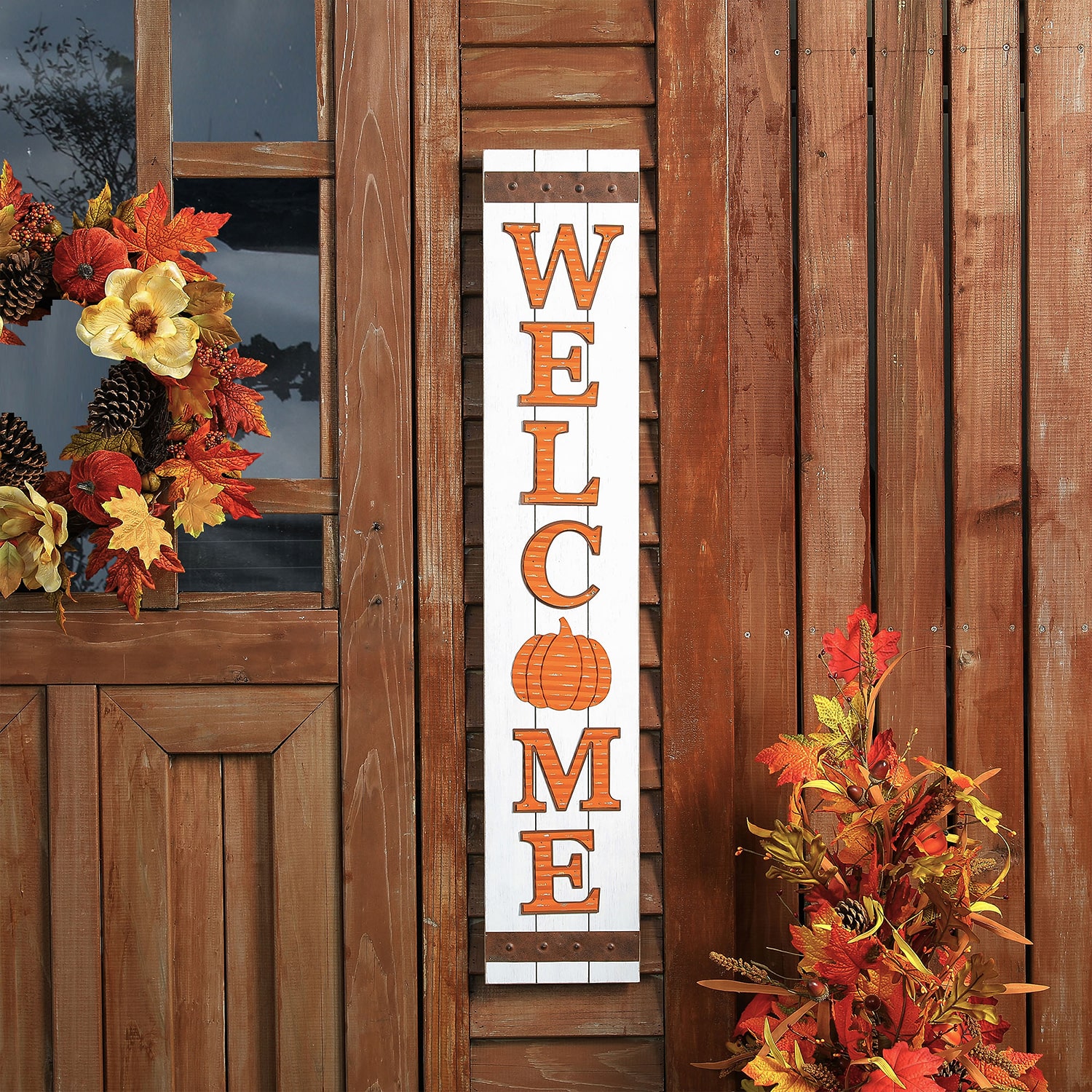 Glitzhome Fall Wooden Welcome Thanksgiving Porch Sign